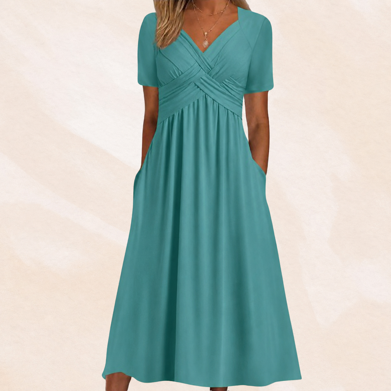 Abitino midi da donna a linea ad A con scollo a V