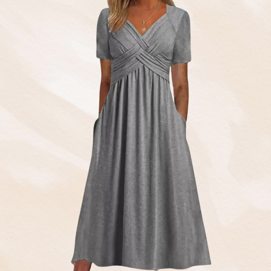 Abitino midi da donna a linea ad A con scollo a V