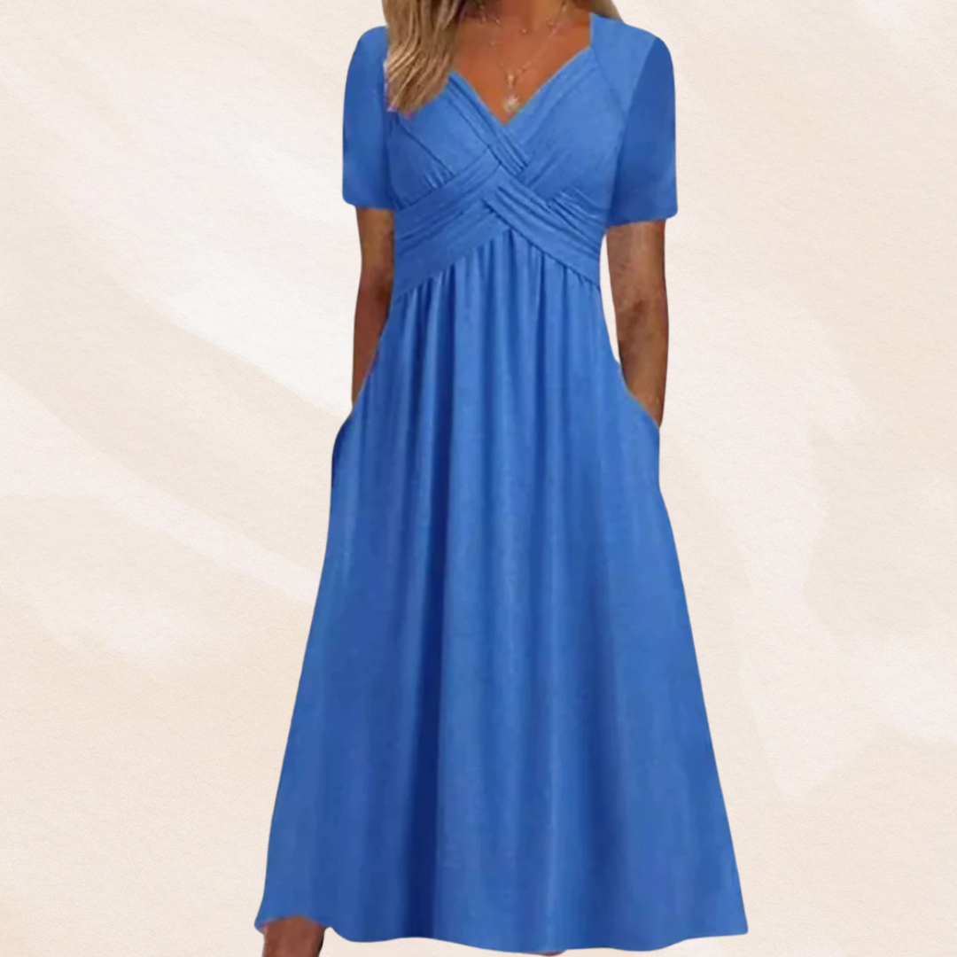 Abitino midi da donna a linea ad A con scollo a V