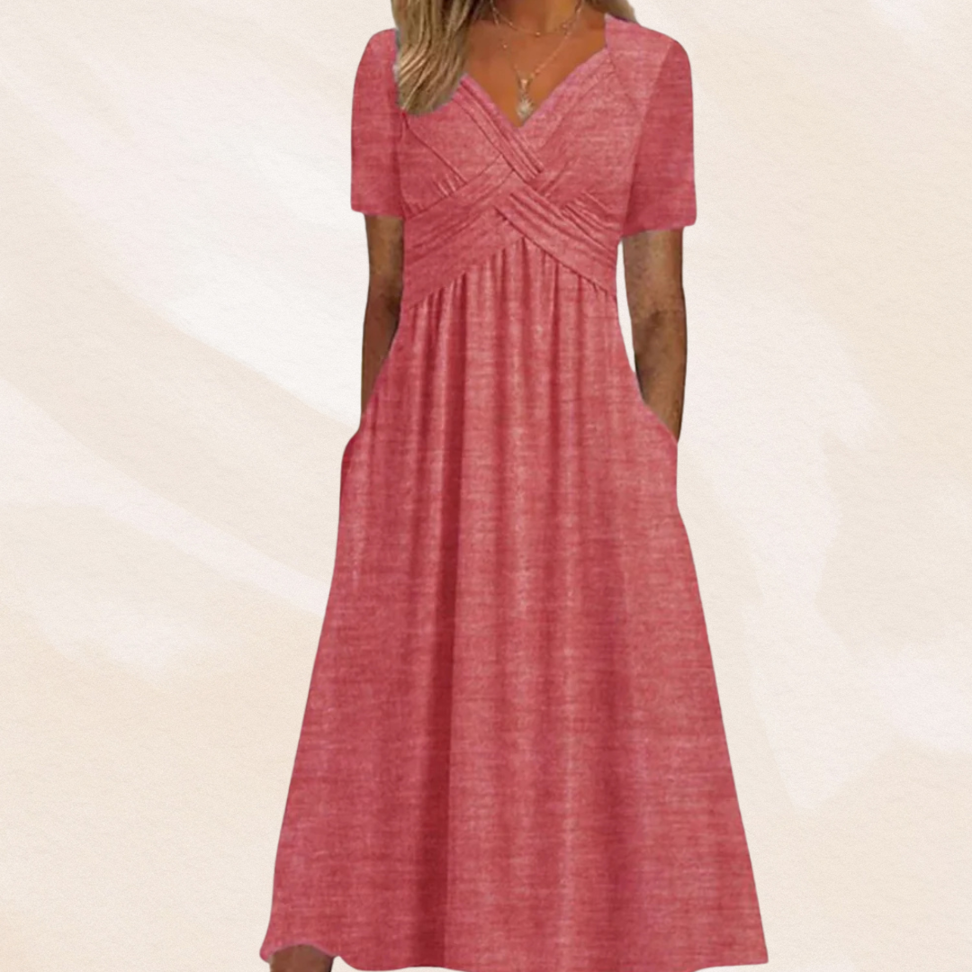 Abitino midi da donna a linea ad A con scollo a V