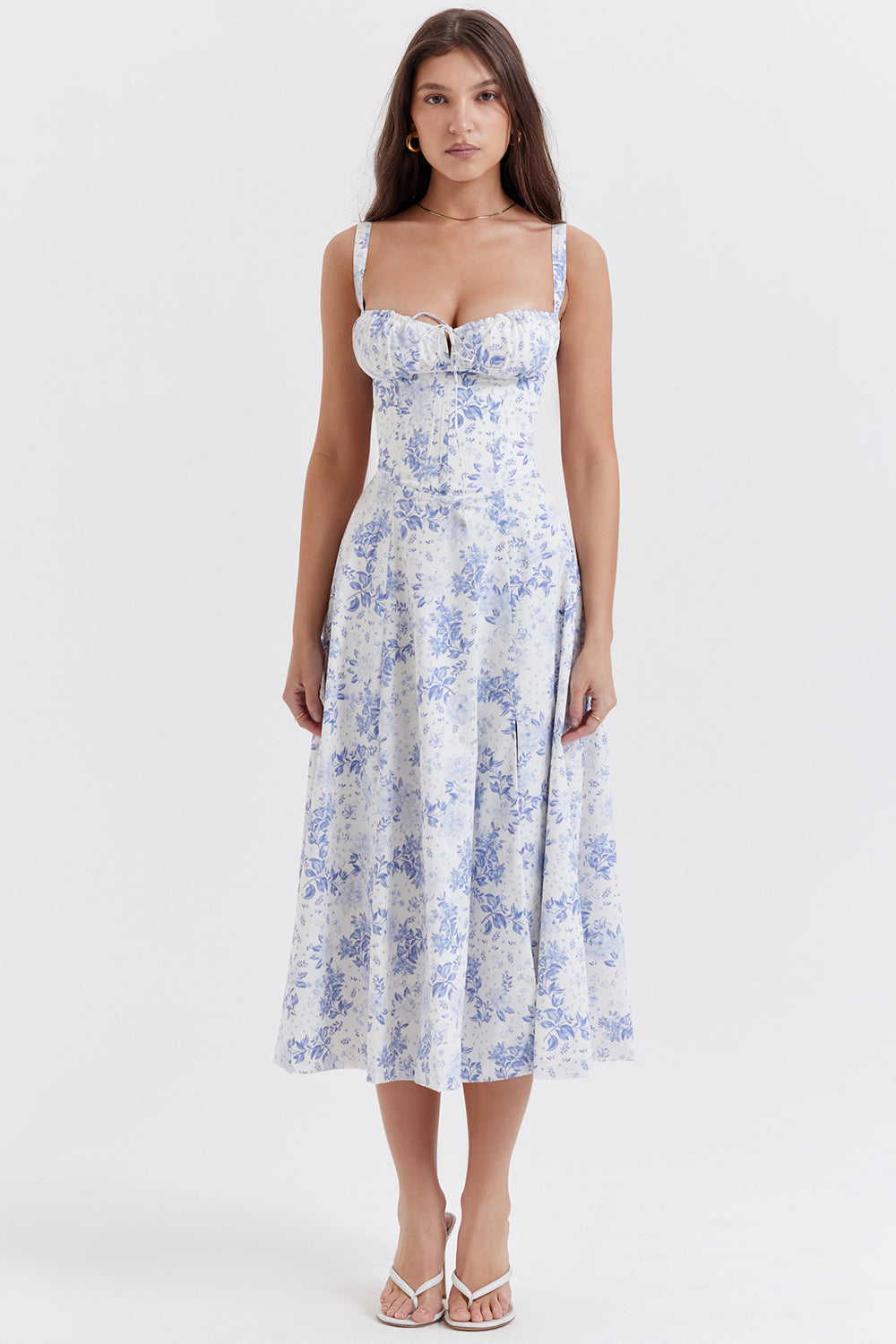 Abito a bustino da donna – stampa primaverile moderna, taglio sfiancato e look femminile