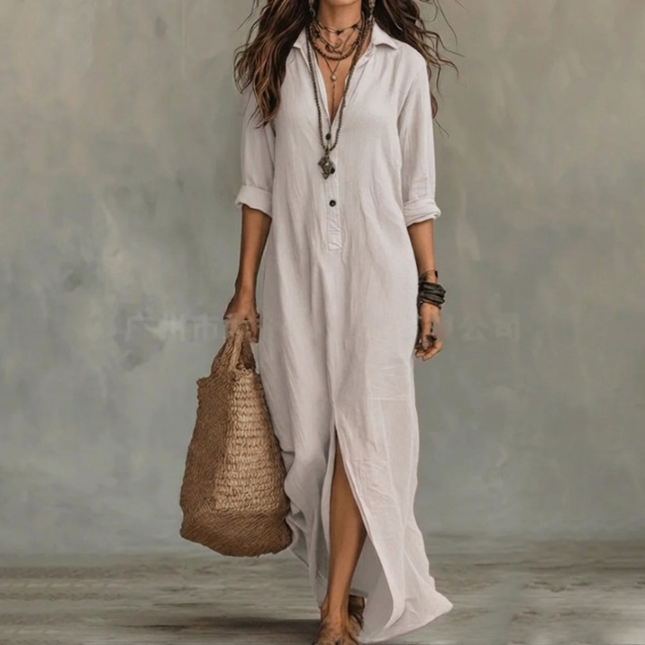 Abito lungo a camicia in lino