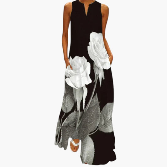 Abito Lungo da Donna con Scollo Aperto e Vita Svasata