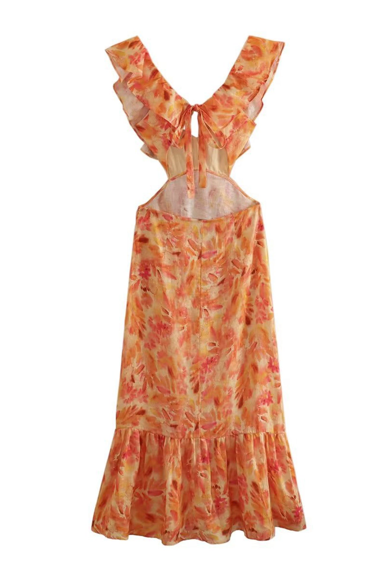 Abito lungo da donna floreale senza maniche