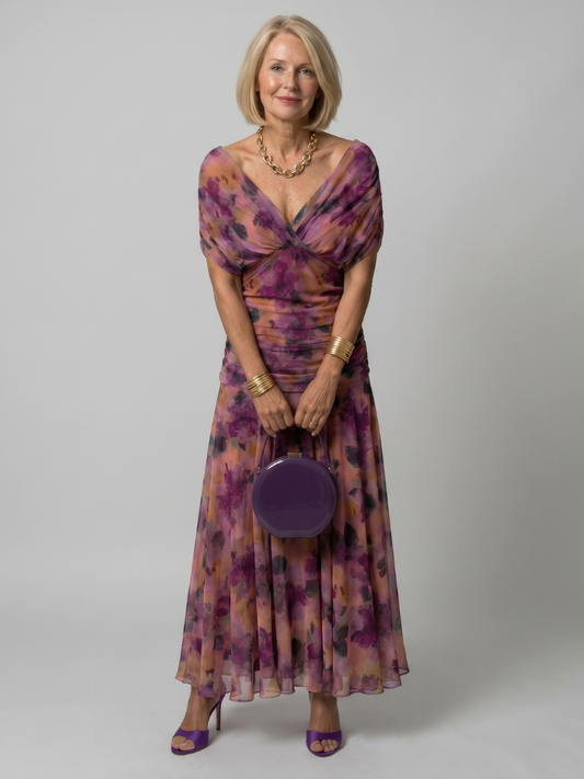 Abito maxi con spalle scoperte da donna