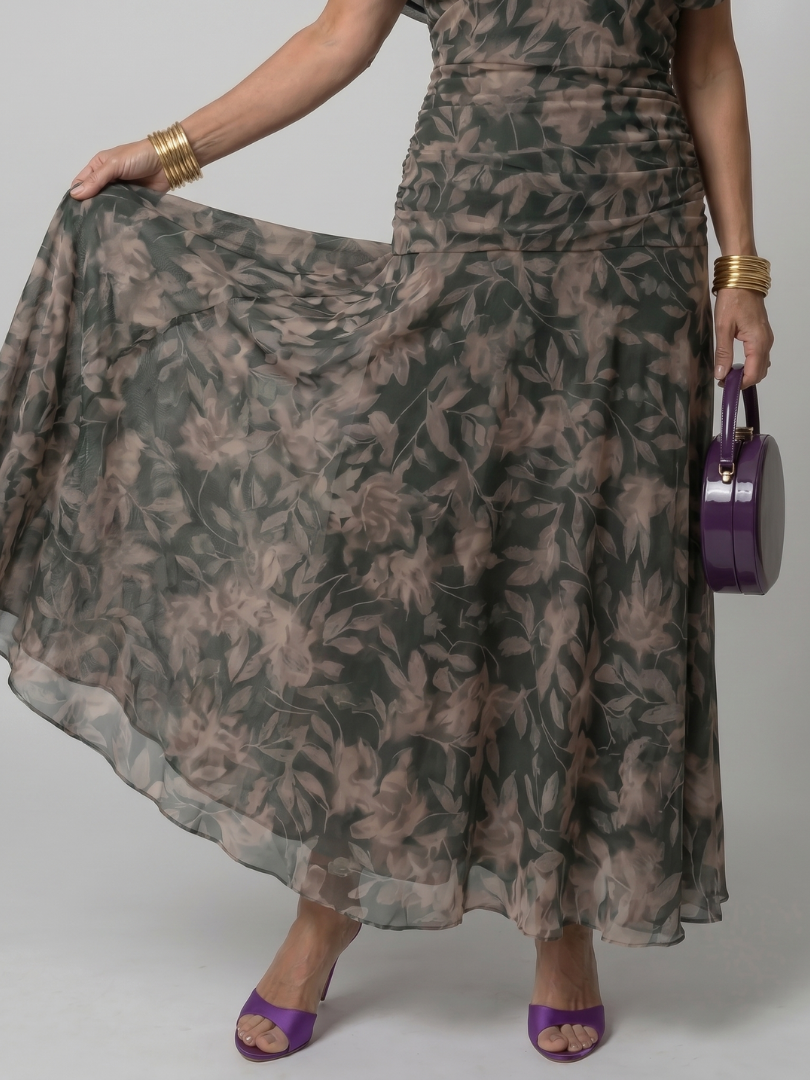 Abito maxi con spalle scoperte da donna