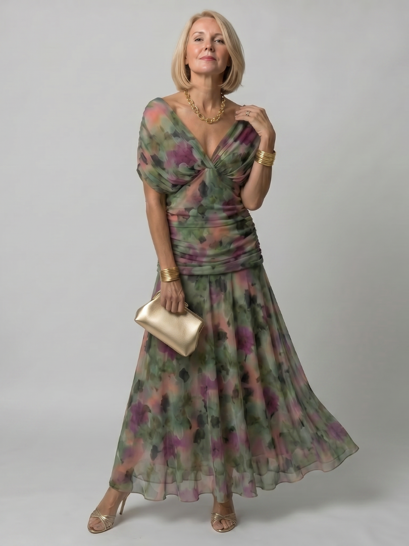 Abito maxi con spalle scoperte da donna