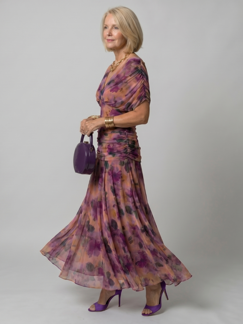 Abito maxi con spalle scoperte da donna
