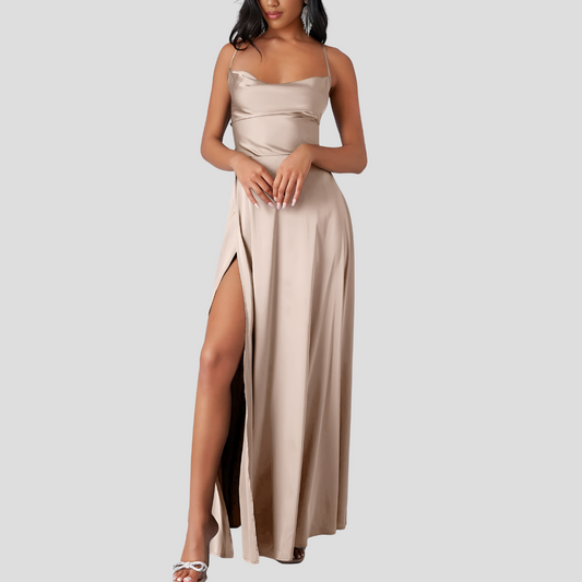Abito maxi da donna plissettato monospalla