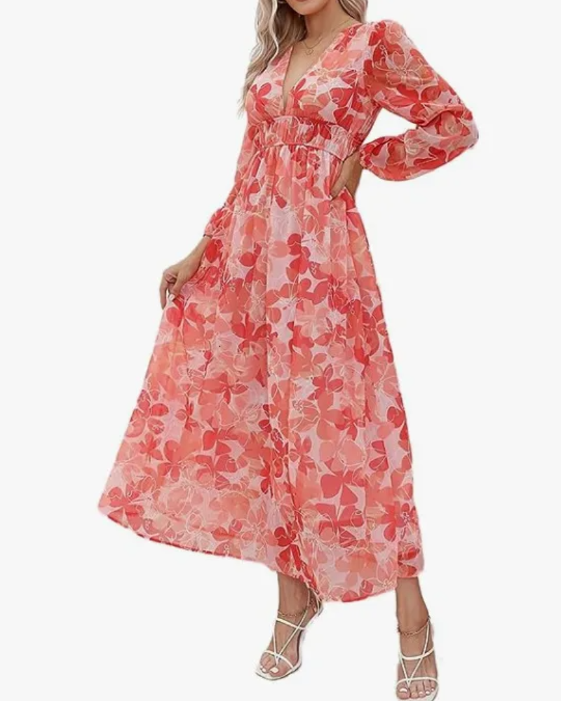 Abito Maxi Elegante a Fiori - Splendido e Versatile
