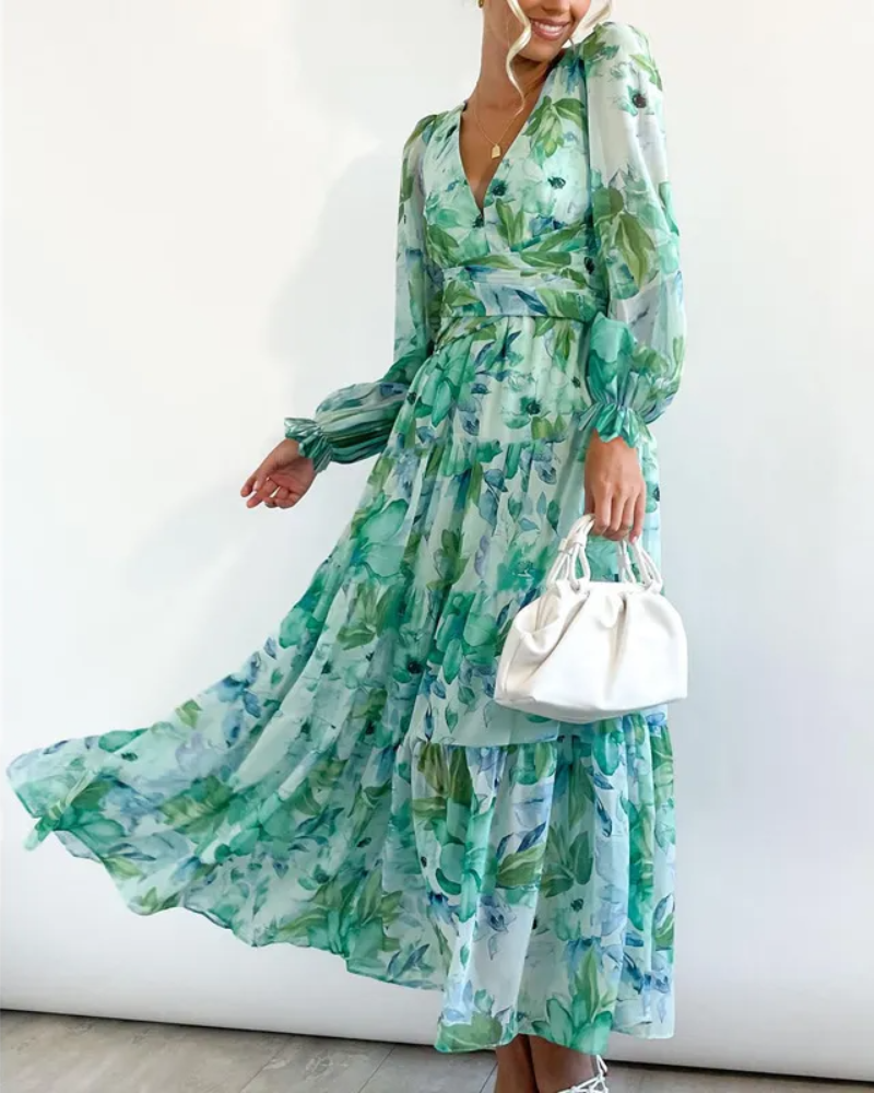 Abito Maxi Elegante a Fiori - Splendido e Versatile