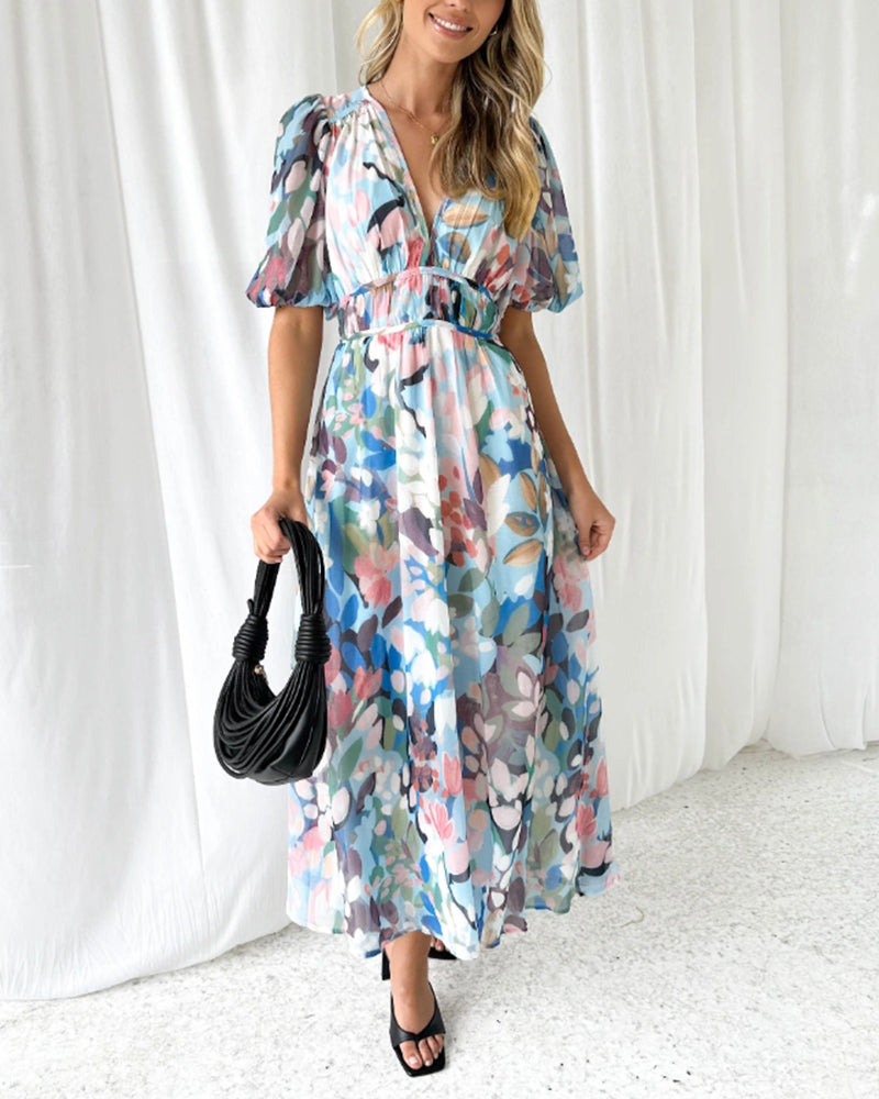 Abito Maxi Elegante a Fiori - Splendido e Versatile