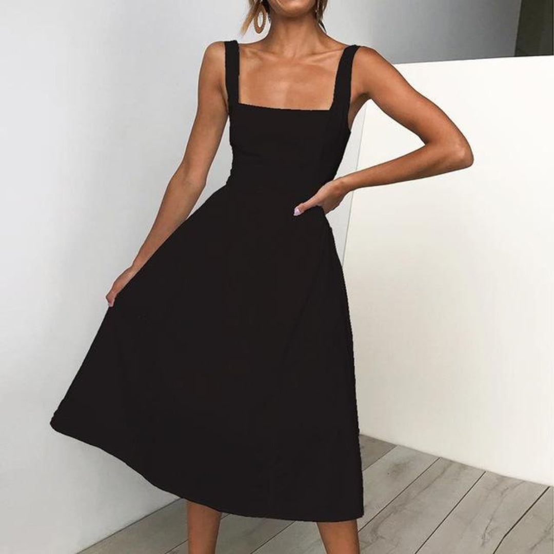 Abito midi a linea A senza maniche da donna