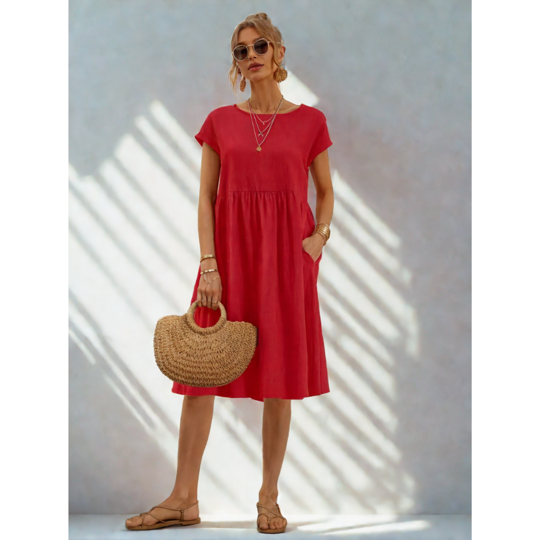 Abito midi casual a trapezio da donna