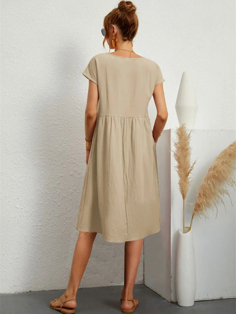 Abito midi casual a trapezio da donna