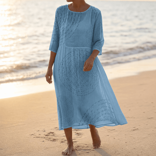 Abito Midi con Texture a Rilievo
