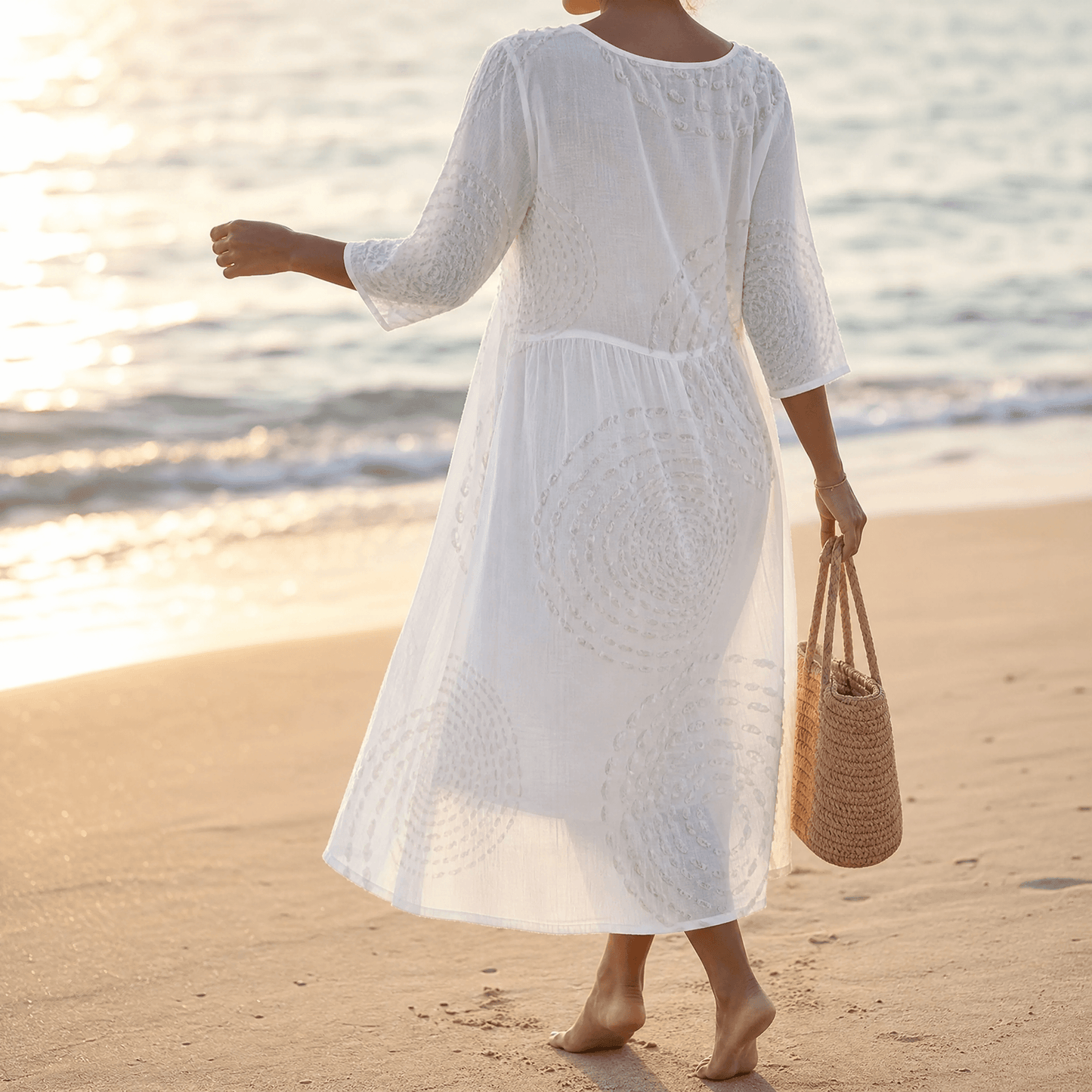 Abito Midi con Texture a Rilievo
