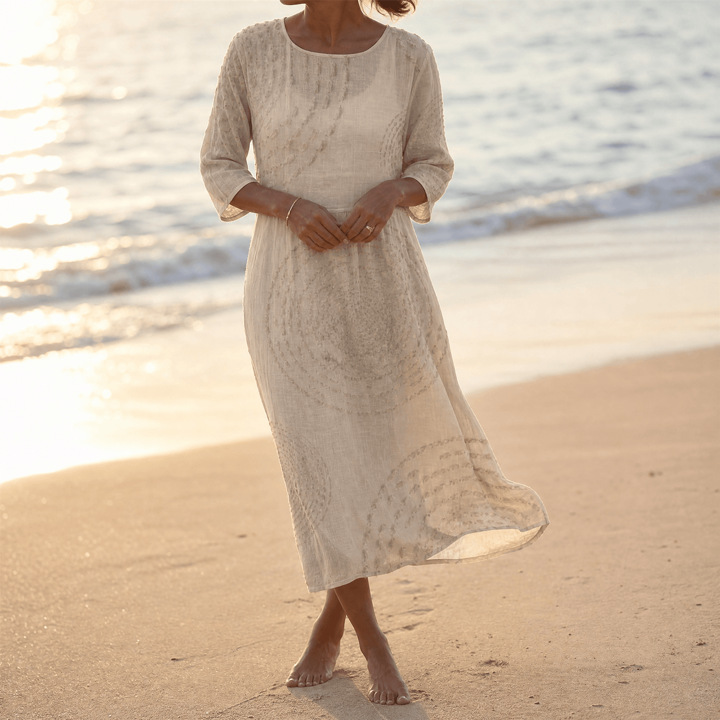 Abito Midi con Texture a Rilievo