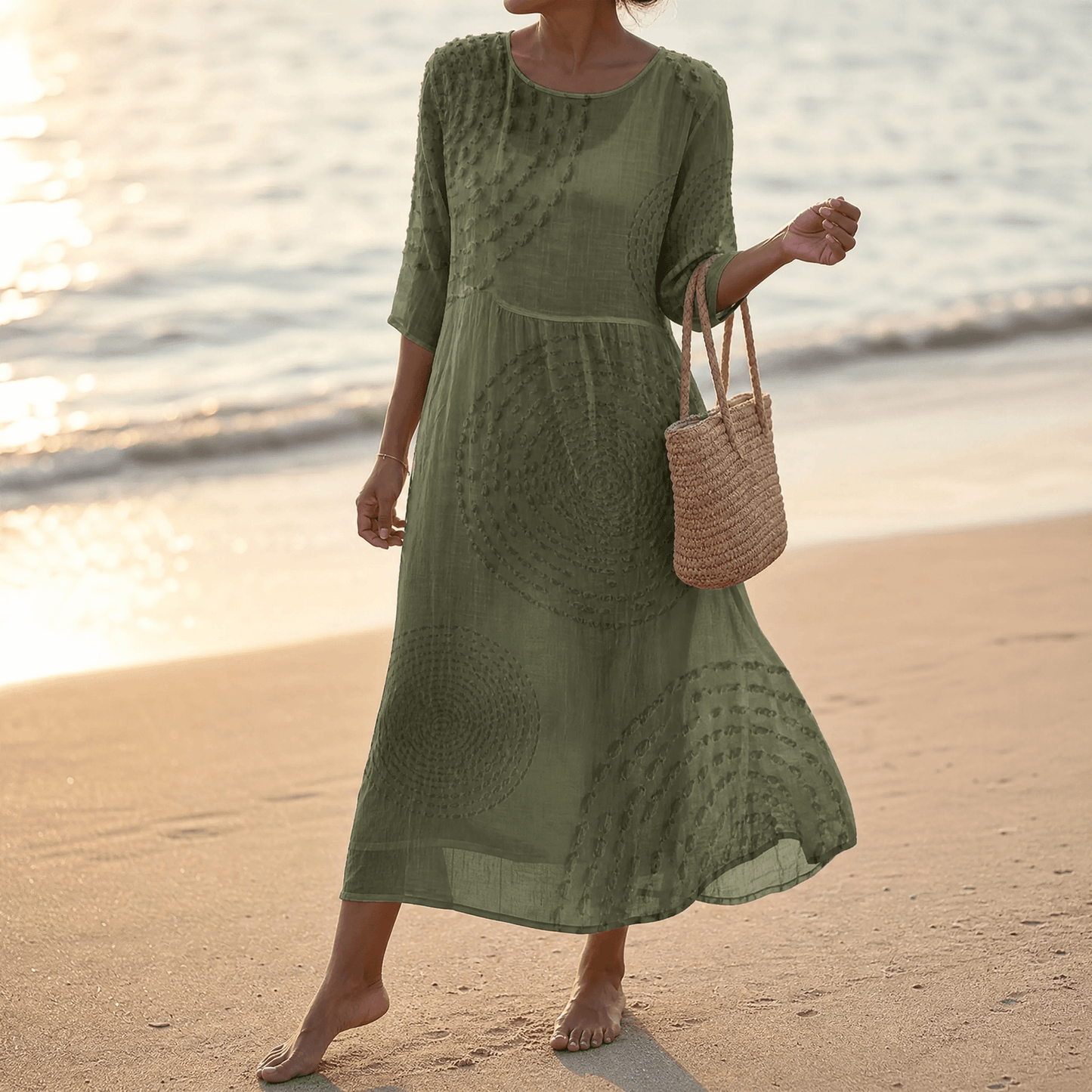 Abito Midi con Texture a Rilievo