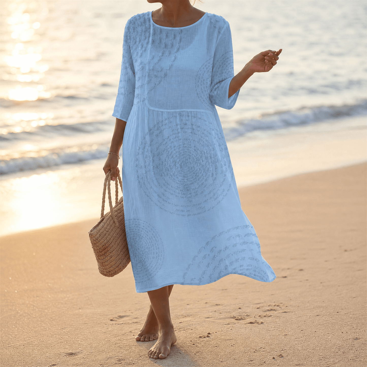 Abito Midi con Texture a Rilievo