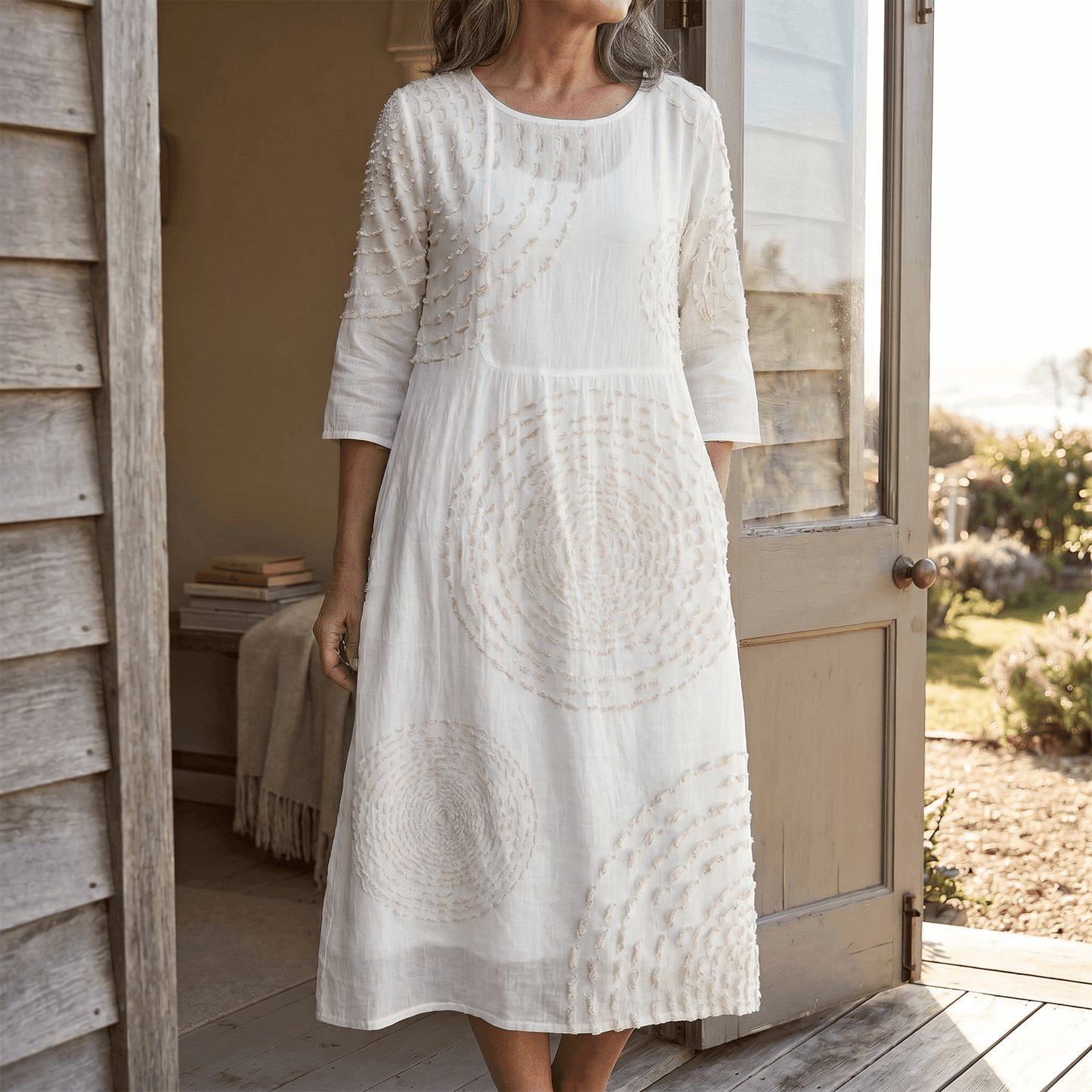 Abito Midi con Texture a Rilievo