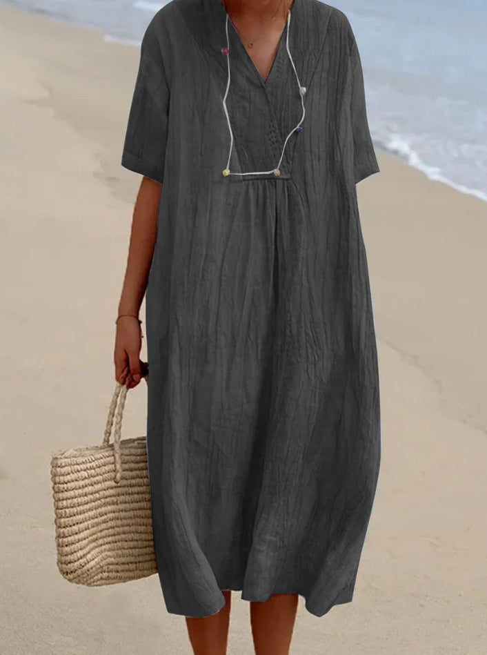 Abito Midi da Donna a Linea A con Scollo a V