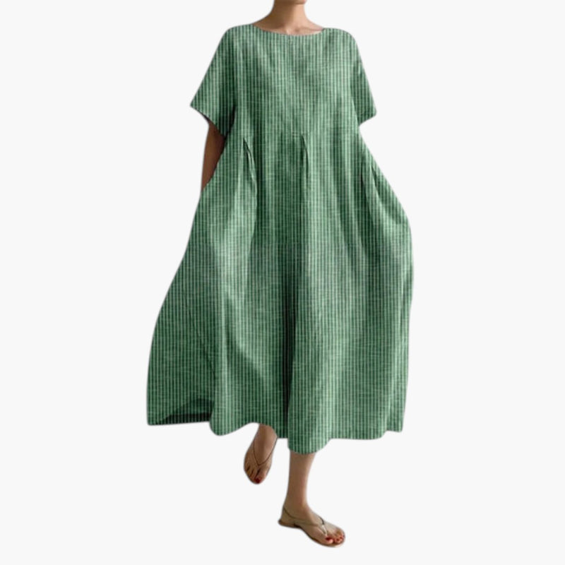 Abito midi da donna a maniche corte con tasche laterali