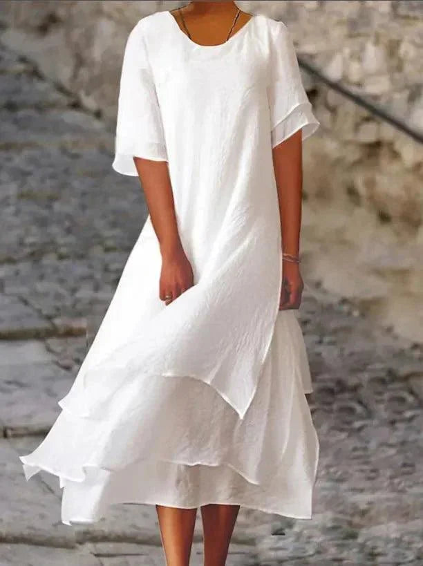 Abito midi da donna a trapezio a strati