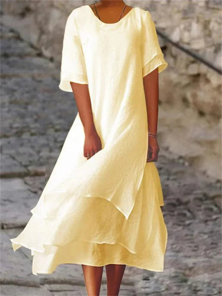 Abito midi da donna a trapezio a strati