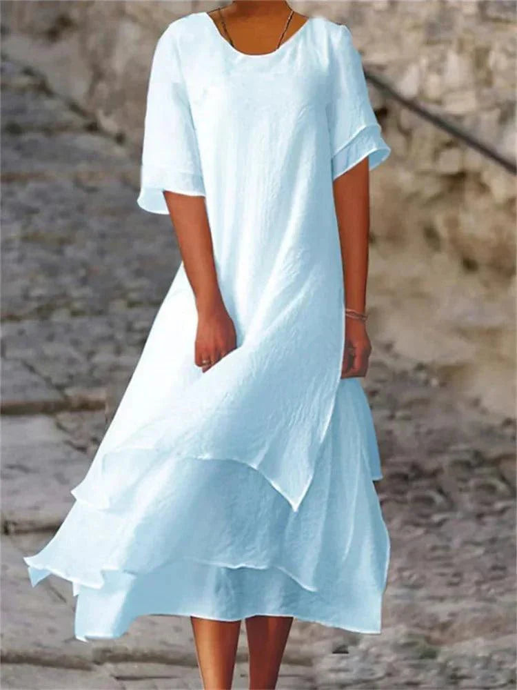 Abito midi da donna a trapezio a strati