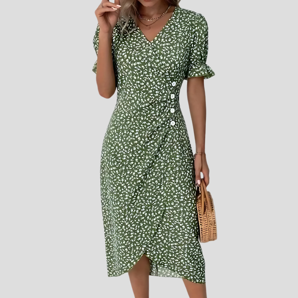 Abito Midi da Donna con Motivo Botanico