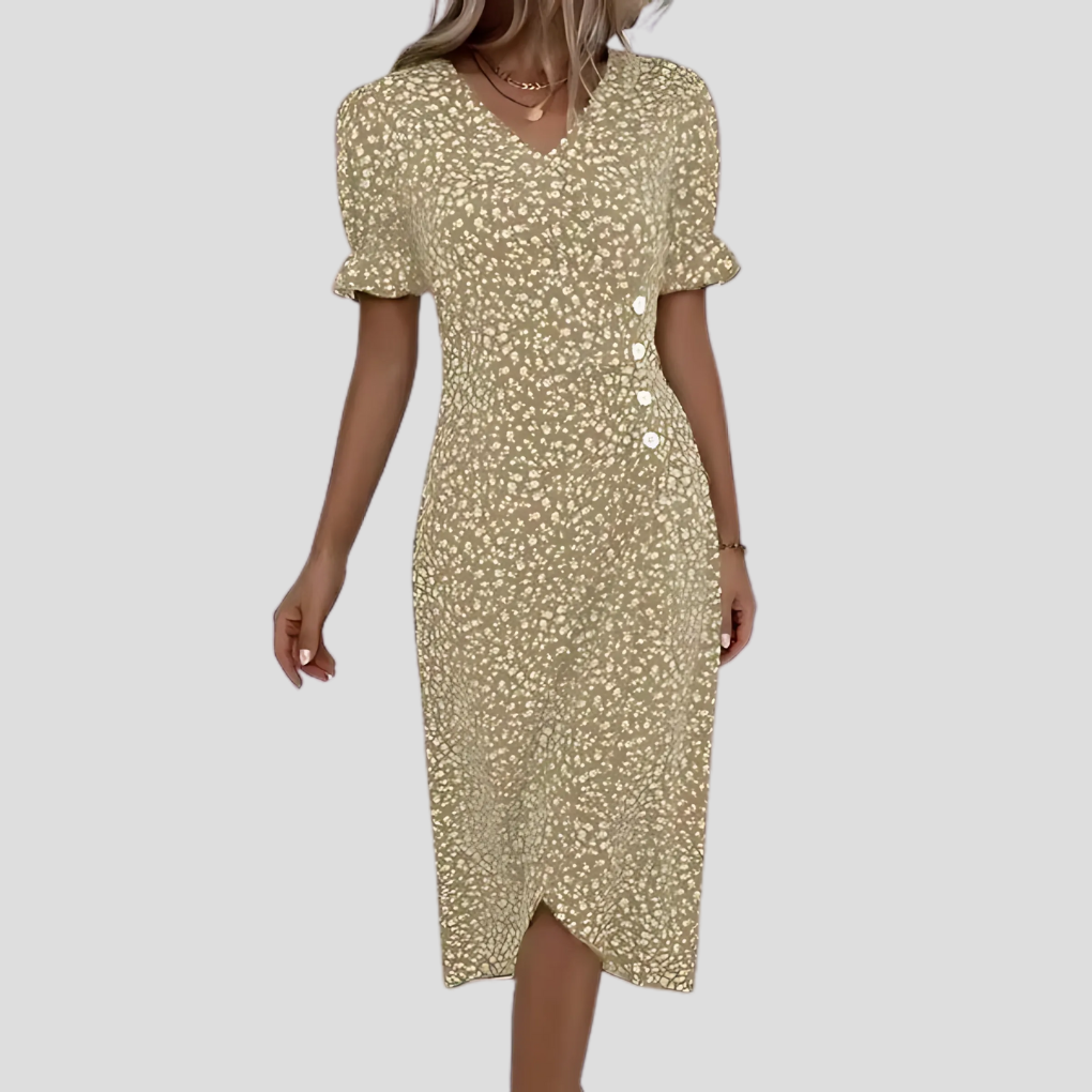 Abito Midi da Donna con Motivo Botanico