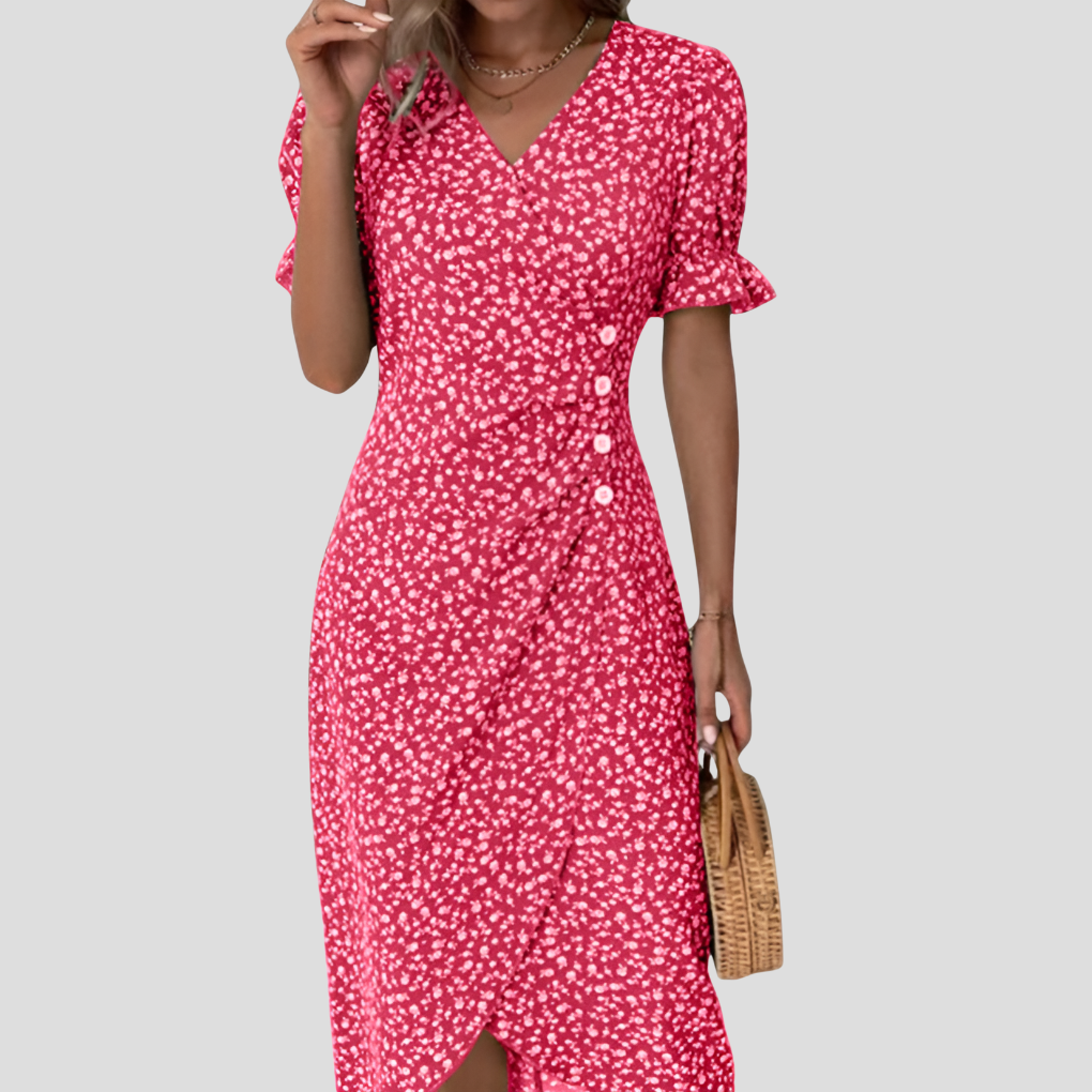 Abito Midi da Donna con Motivo Botanico