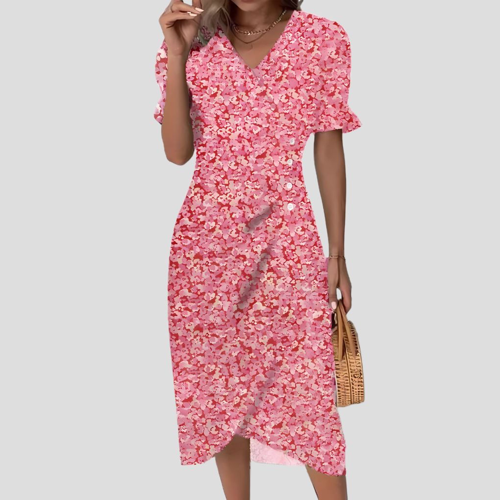Abito Midi da Donna con Motivo Botanico