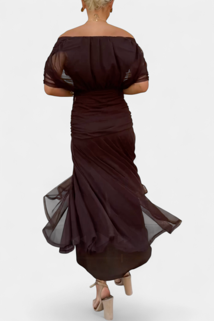 Abito midi da donna incrociato con scollo a V