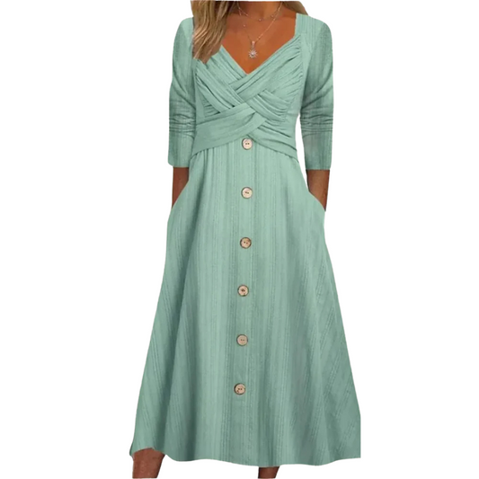 Abito Midi Elegante con Effetto Contenitivo sull'Addome