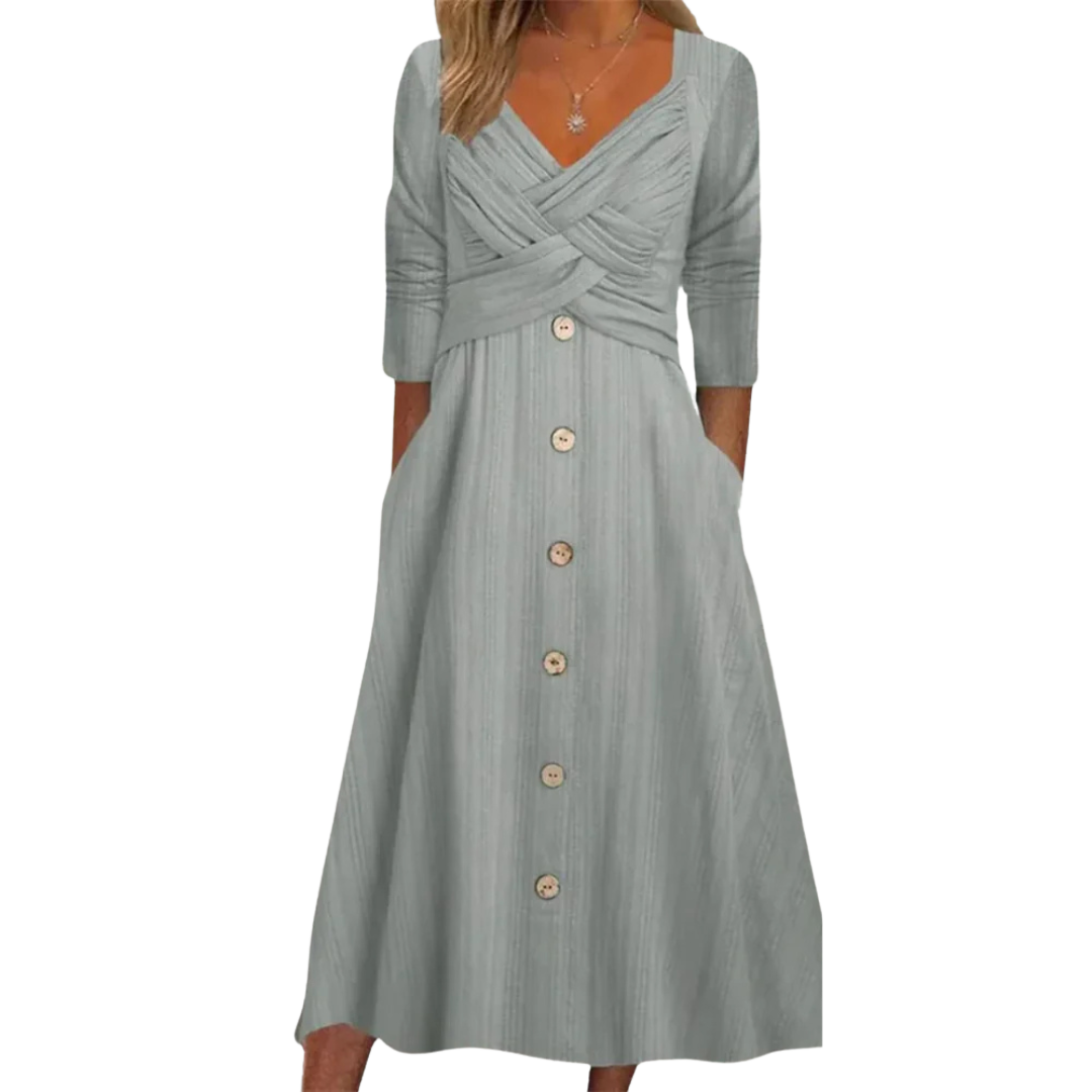 Abito Midi Elegante con Effetto Contenitivo sull'Addome
