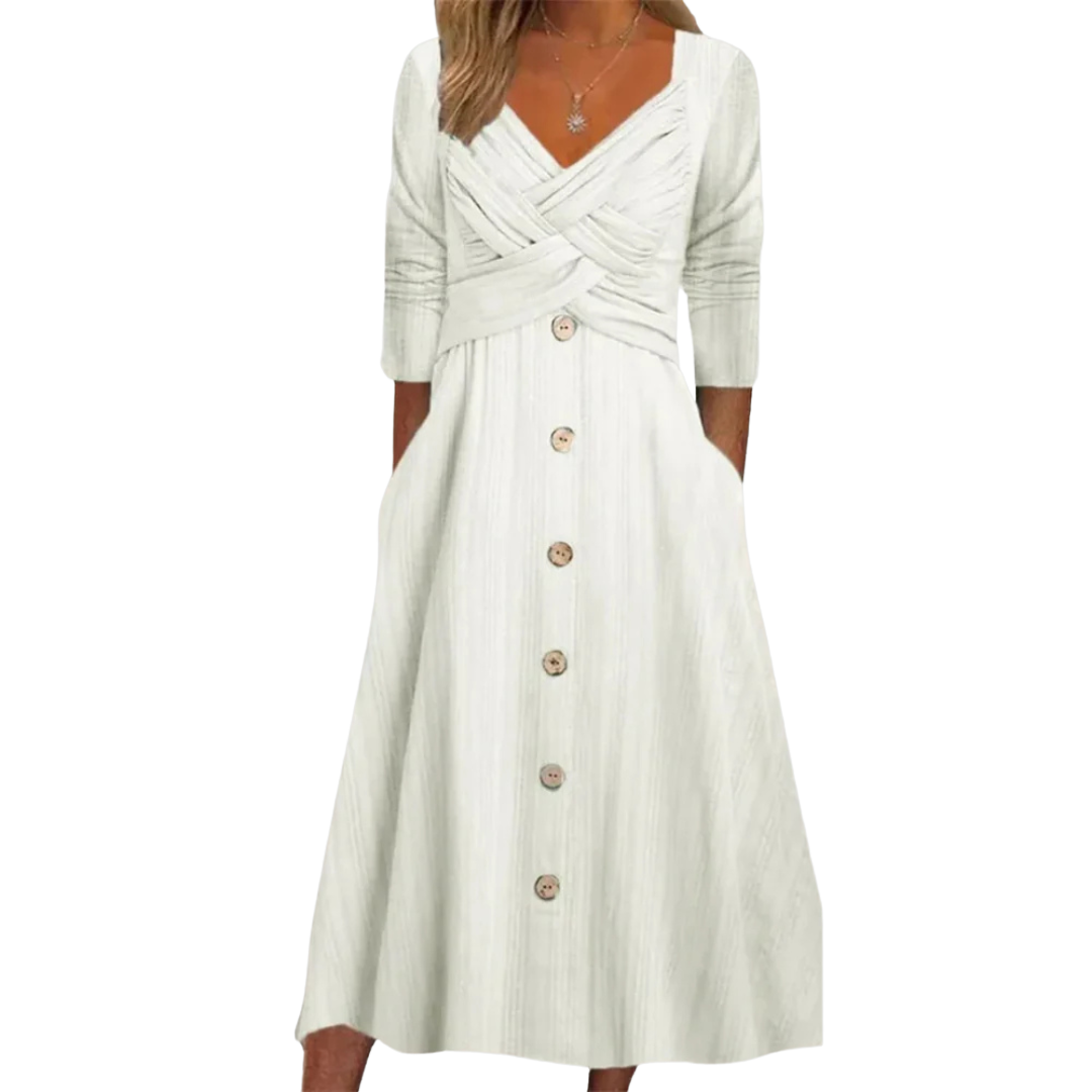 Abito Midi Elegante con Effetto Contenitivo sull'Addome