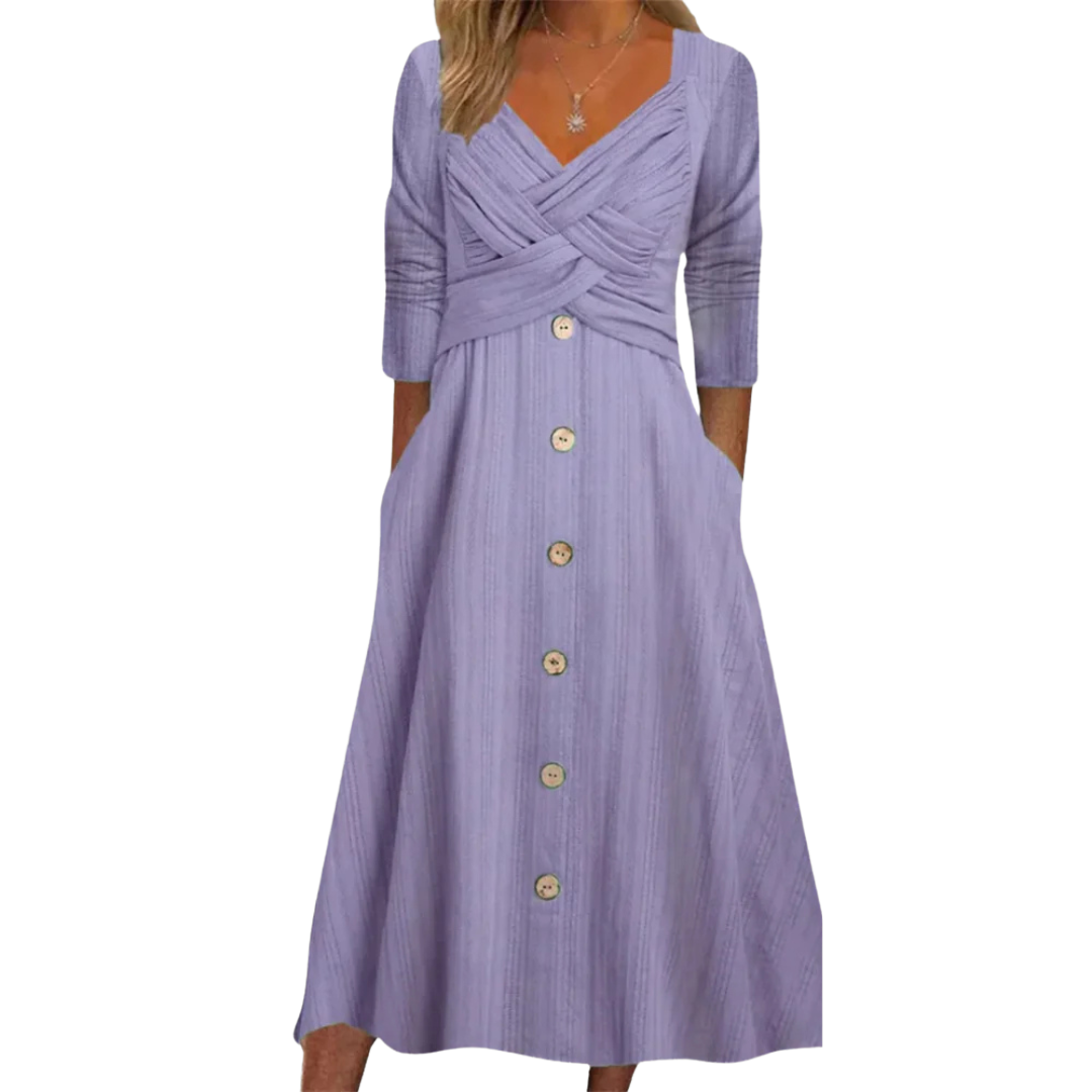 Abito Midi Elegante con Effetto Contenitivo sull'Addome