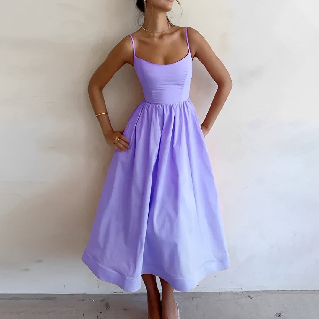 Abito midi smanicato a linea A da donna