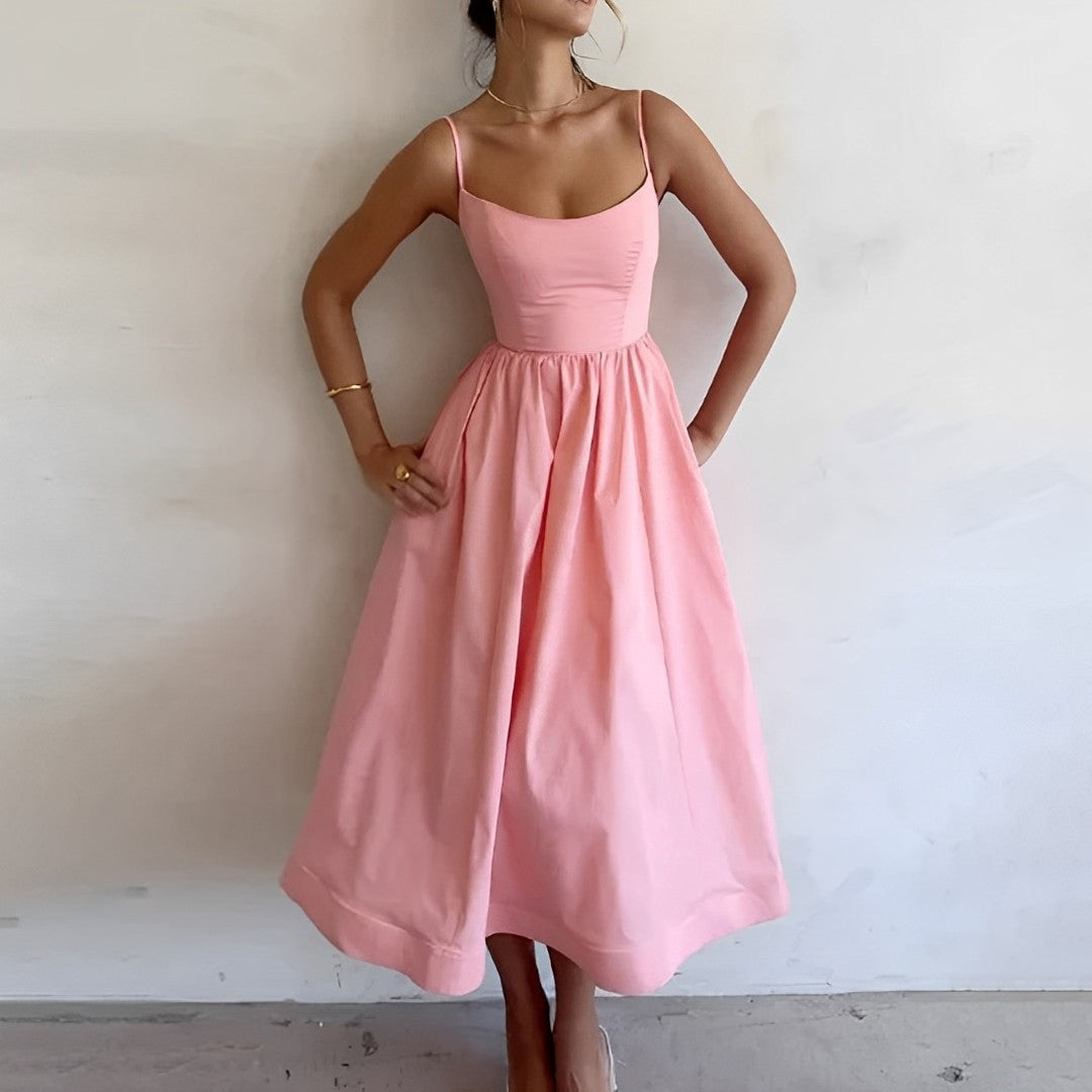 Abito midi smanicato a linea A da donna