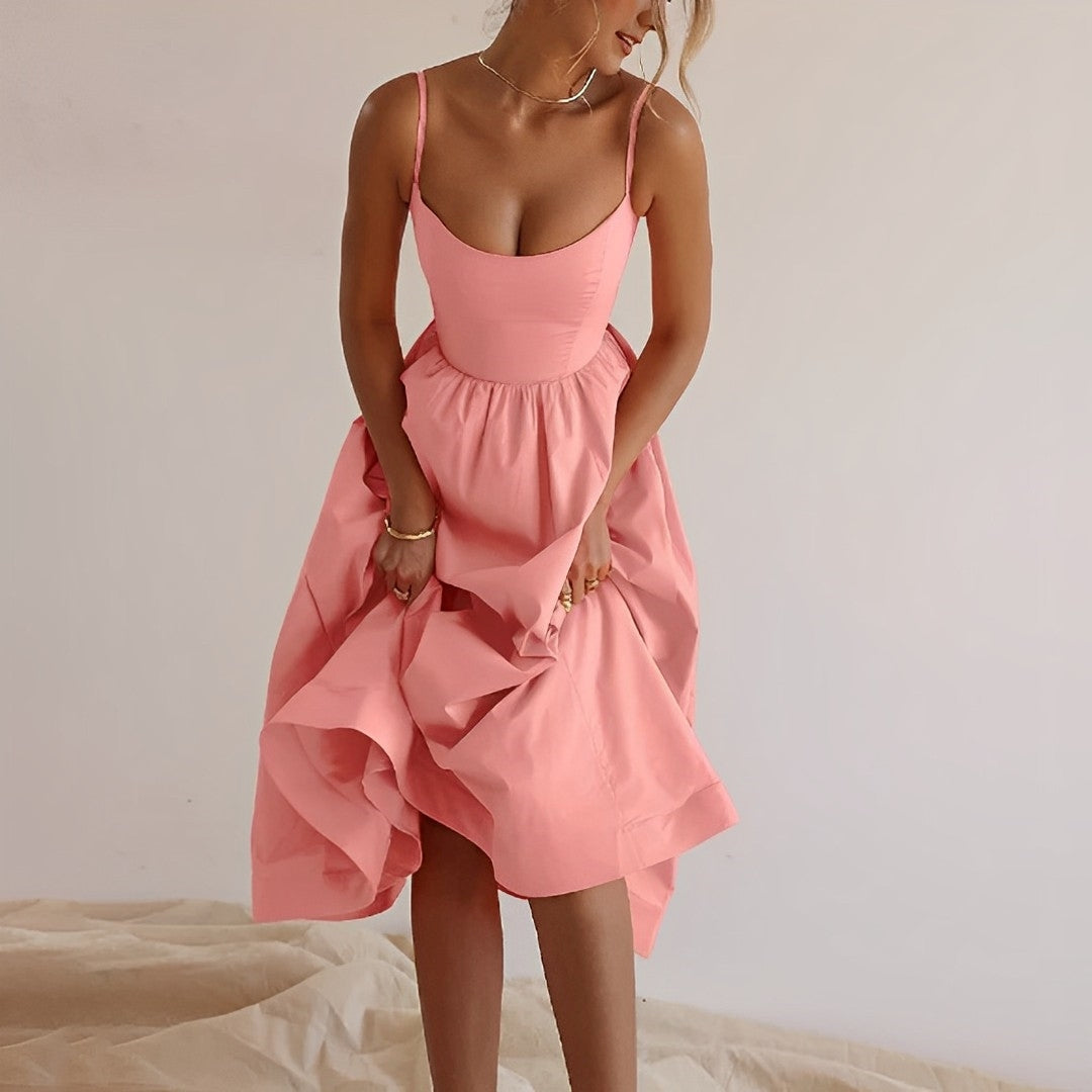Abito midi smanicato a linea A da donna