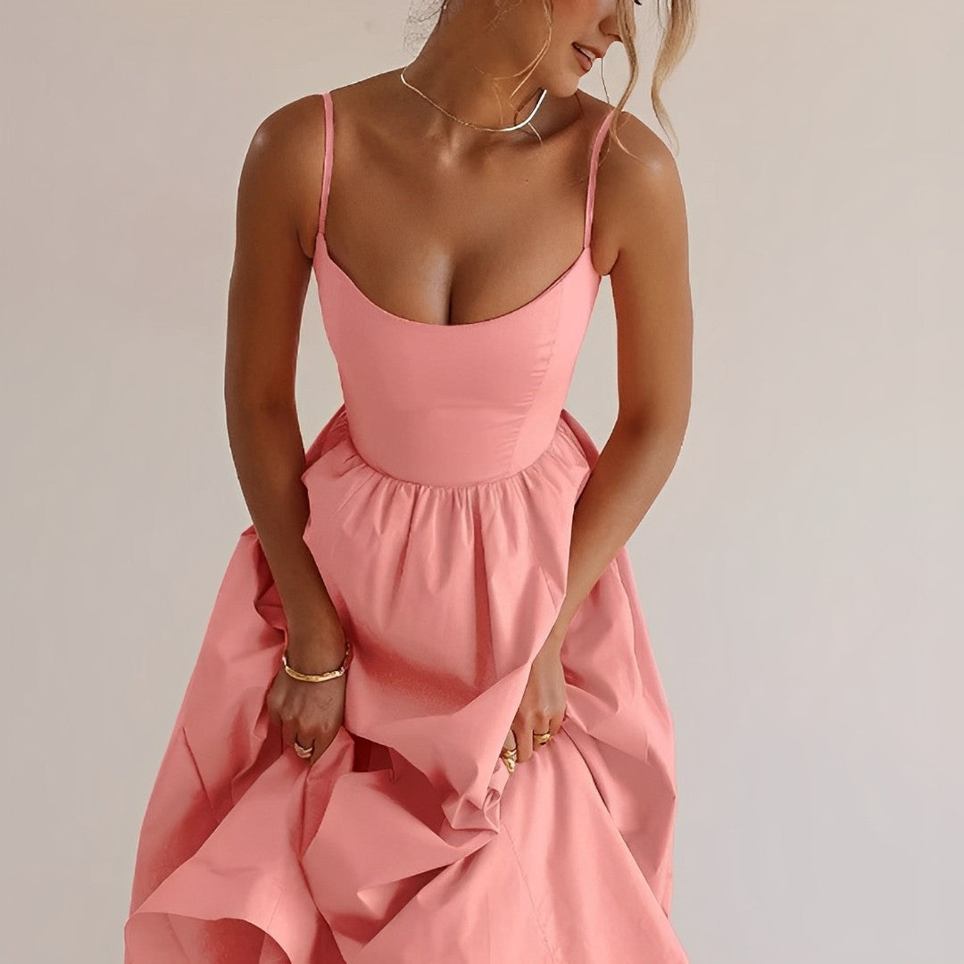 Abito midi smanicato a linea A da donna