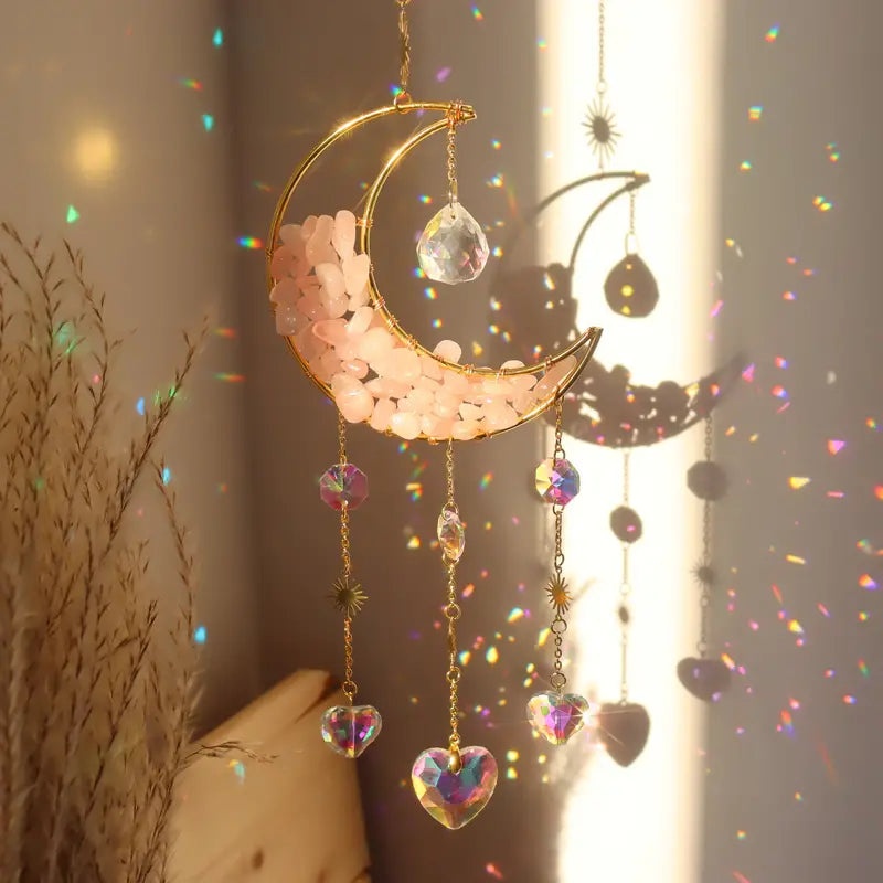 Acchiappasogni a Forma di Luna con Prisma – CATTURA L'AFFASCINANTE ESSENZA DELLA NOTTE