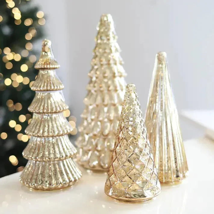 Alberi di Natale in vetro soffiato a mano con illuminazione a LED calda