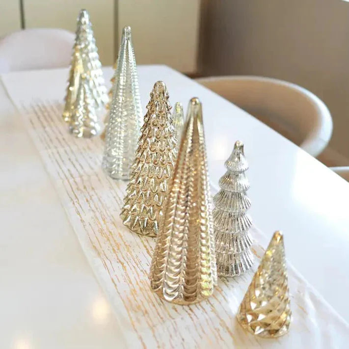 Alberi di Natale in vetro soffiato a mano con illuminazione a LED calda