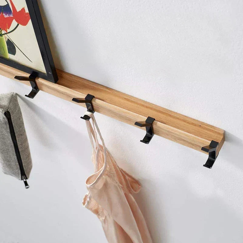 Appendiabiti da Parete con Ganci Scorrevoli - Elegante Combinazione di Legno e Metallo
