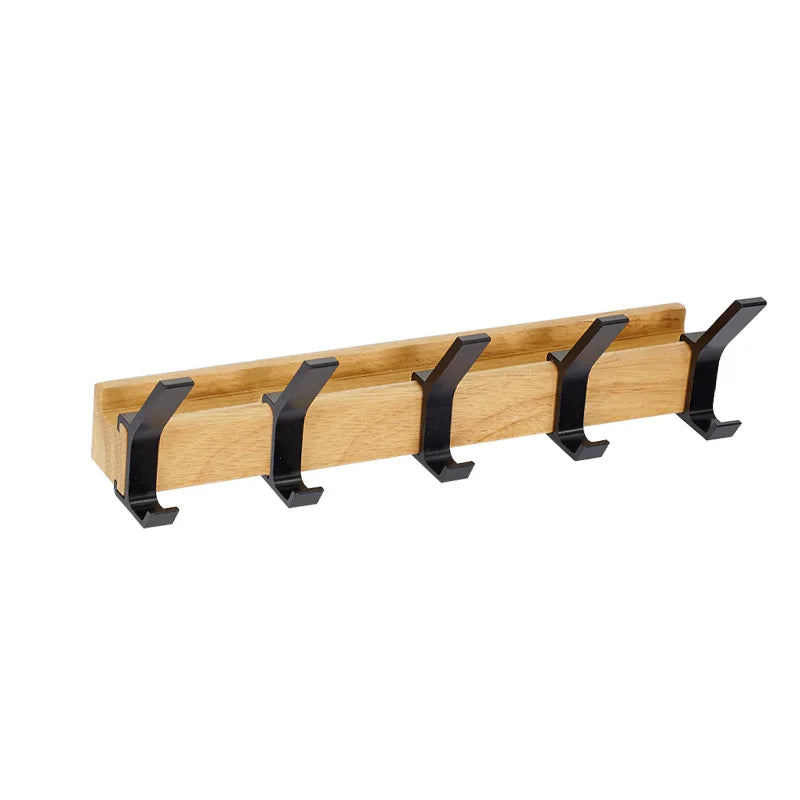 Appendiabiti da Parete con Ganci Scorrevoli - Elegante Combinazione di Legno e Metallo