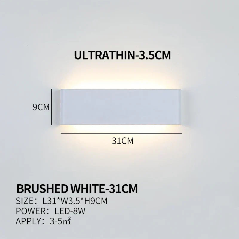 Applique a LED piatta in alluminio con paralume in acrilico