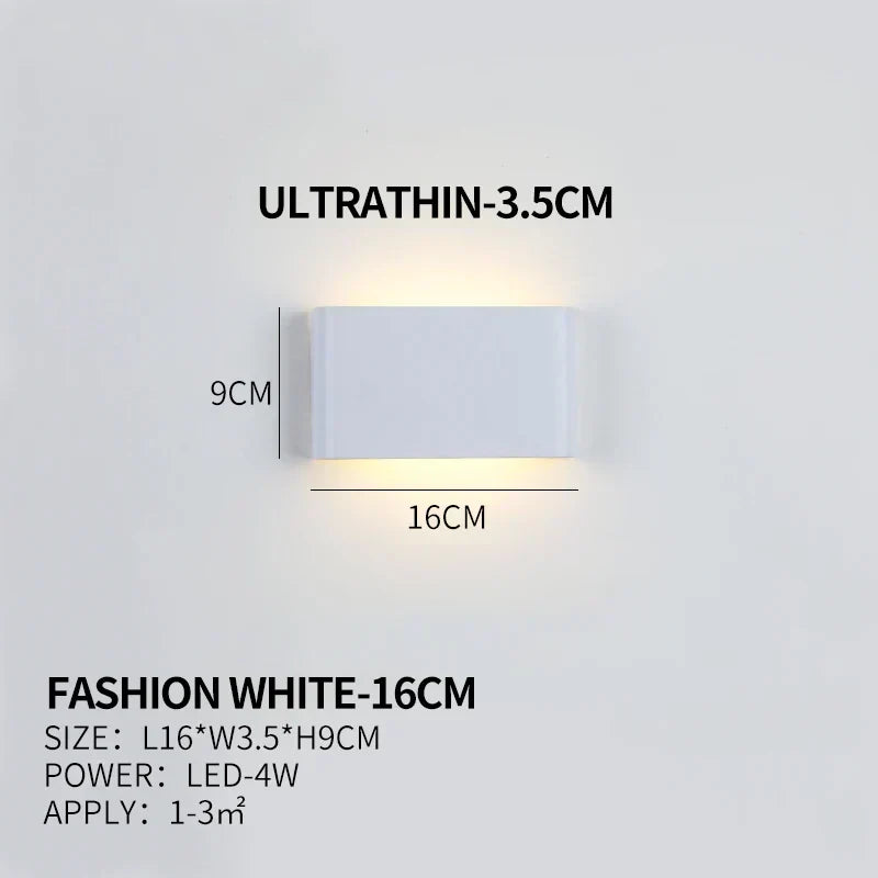 Applique a LED piatta in alluminio con paralume in acrilico